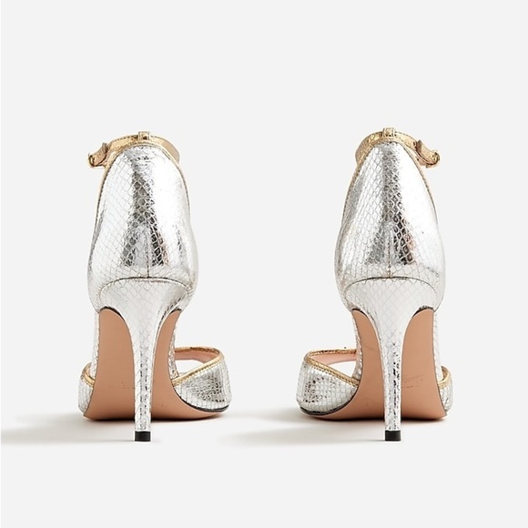 J Crew Collection Rylie T-strap heels in snake-embossed Italian leather BV720 - Picture 4 of 6